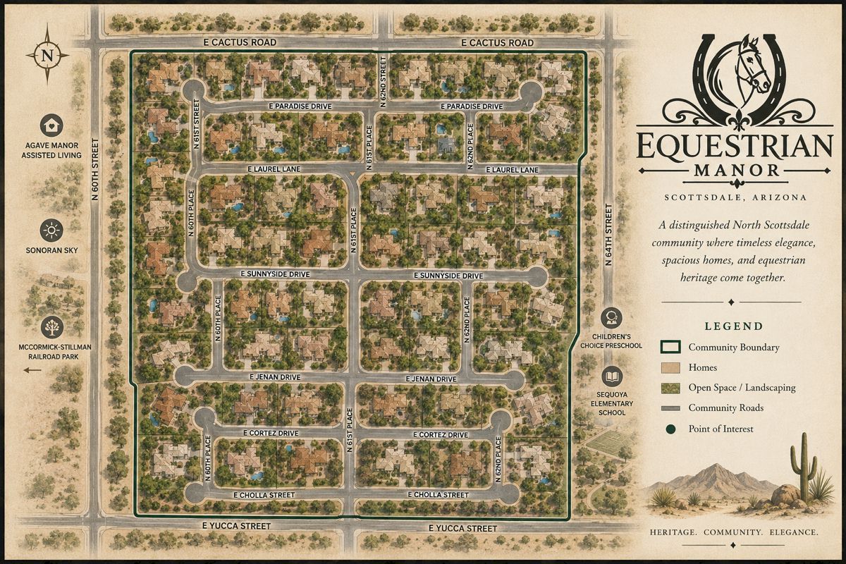 Equestrian Manor community map in Scottsdale Arizona